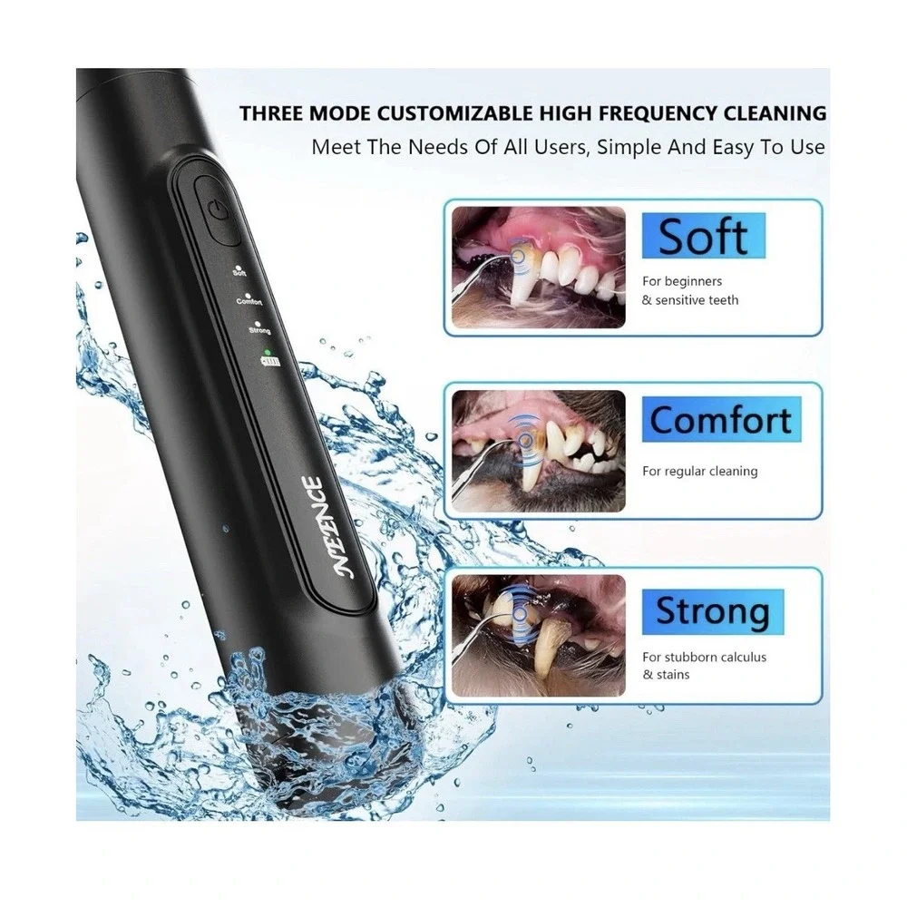 NEENCE Dog Electric Toothbrush Ultrasonic Teeth Cleaner with LED Light for Dogs